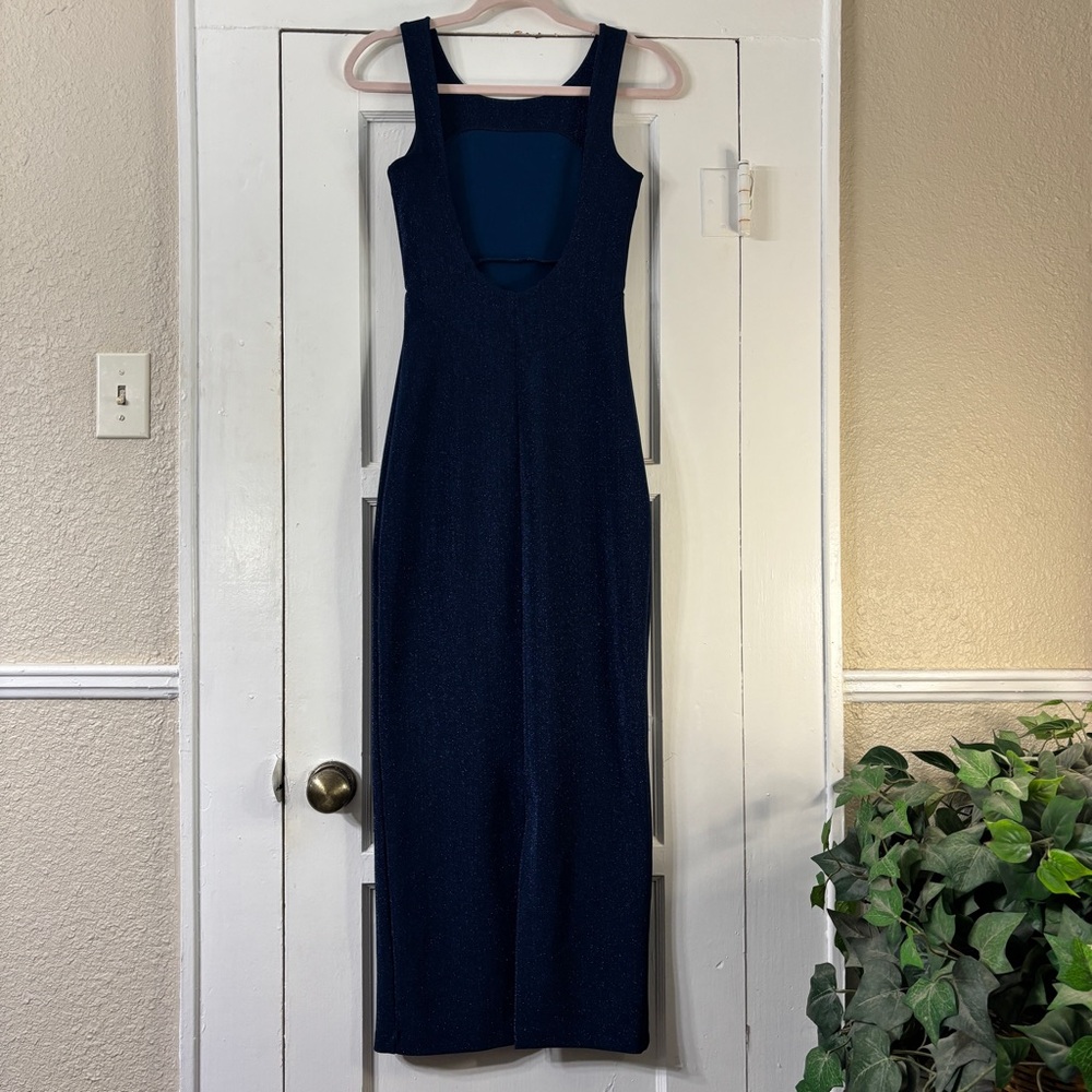 Betsey Johnson Vintage Dark Blue Shimmer Maxi Dress - Picture 5 of 15